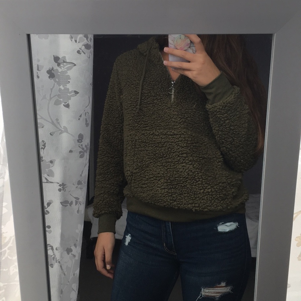 Fuzzy green hoodie